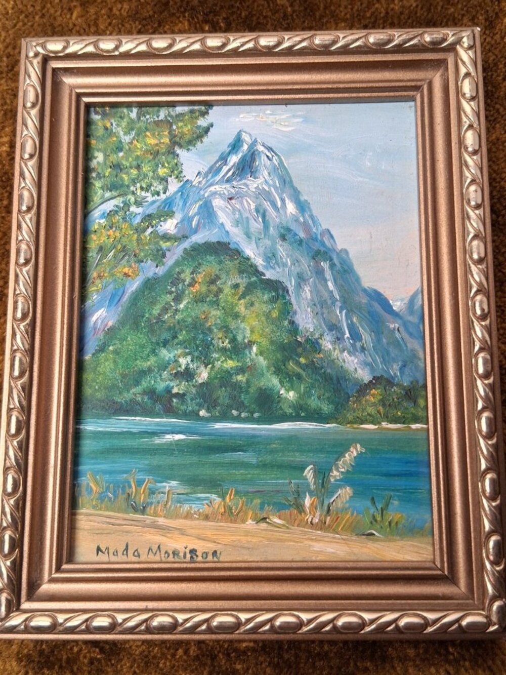 Mada Morison Miniature Painting Mitre Peak Milford Sound Fiordland New Zealand